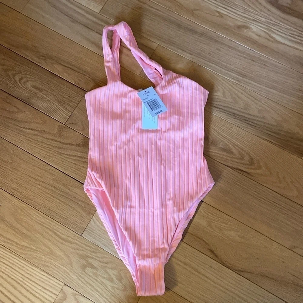NWT L*Space Two Tone Rib Phoebe One Piece size S in crystal pink lemon d…